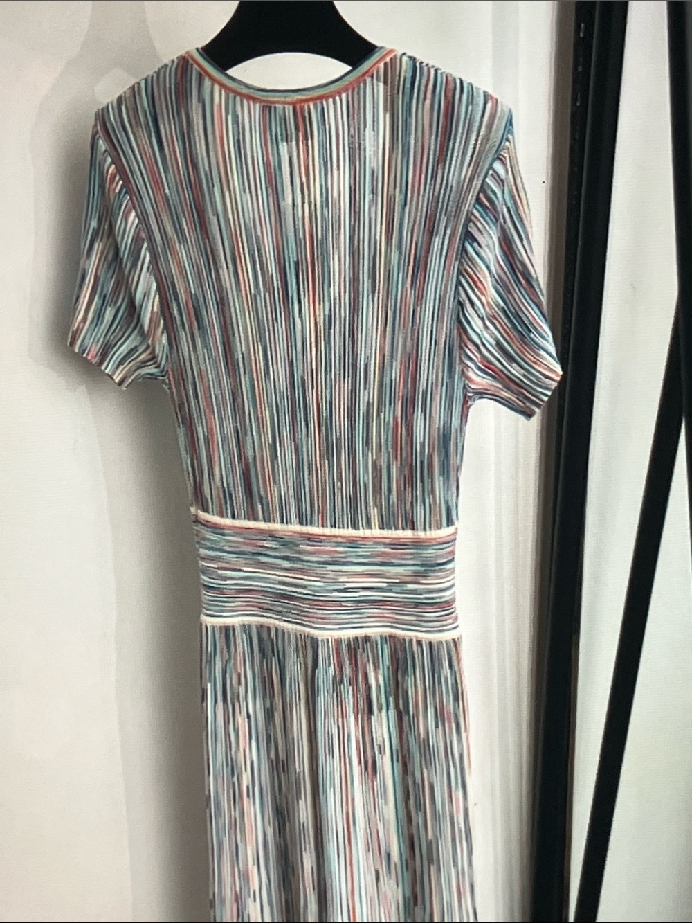 Missoni Multicolor Striped V-Neck Pleated Midi Dress - Picture 7 of 8